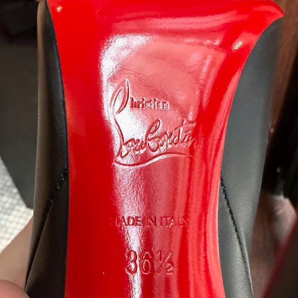 Christian Louboutin Astrilarge 100 Booty Black Leather Heeled Boots - Picture 8 of 11